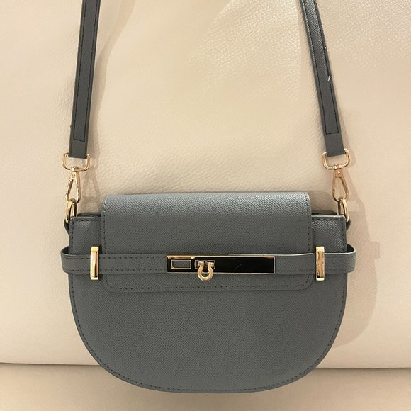 FASHION BLUE FAUX LEATHER CROSSBODY BAG CLUTCH - Picture 1 of 7